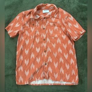 Old Navy Kids Button-Up Shirt | Terracotta Aztec Print | Size L (10-12)